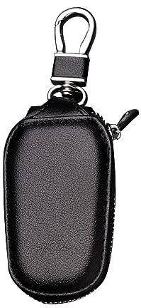 JNNJ Funda para Llaves de Coche de Piel, Fundas de Bloqueo de Señal para Llave de Coche, Funda Protectora para Llaves Anticolisión y Antifricción para Llave a Distancia(Negro)