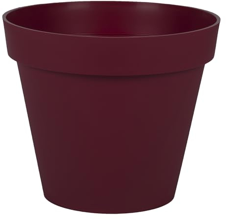 EDA - Pot de Fleur Rond Toscane Ø 25 cm - Volume 6 L - Ø 25 x H.21 cm - Rouge Bourgogne