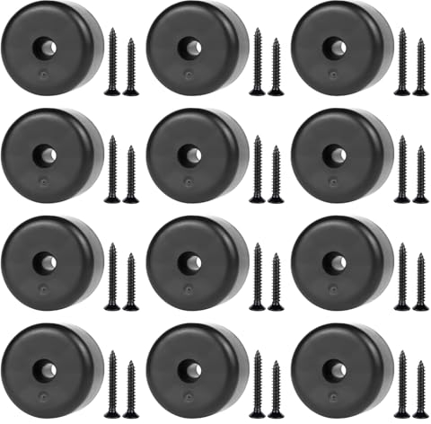 Rybtd möbelfüße 12 Stück Möbelbeine Rund füße für möbel 40 x 25 mm Schrankfüsse mit 24 Schrauben，möbelgleiter Kunststoff für Zuhause, Büro, Heimwerker, Restaurant, Holzmöb