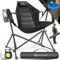 KESSER® Campingstuhl faltbar Schaukelstuhl bis 160 kg | Angelstuhl Faltstuhl Klappstuhl Gepolstert mit hoher Rückenlehne | Inkl. Campinglicht & Getränkehalter | Strandstuhl mit Wippfunktion,Anthrazit