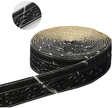 Acesome Wandbordüre, selbstklebend, 10 m x 8 cm, aus XPE, selbstklebende Tapete, dekorative Deckenleiste, zuschneidbar, 3D-Textur, Schwarz und Weiß
