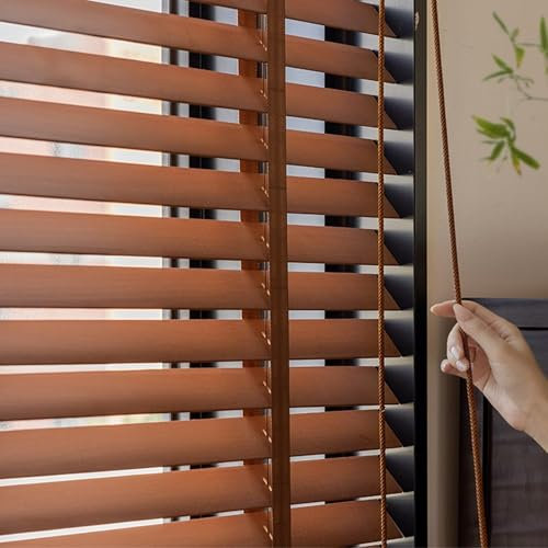 Estores Venecianos De Madera Sin Cables, Lamas De 5cm, Persianas A Medida 60 80 100 120 140 160 180 200 Cm para Dormitorio Y Salón, Aislamiento Térmico Y Madera Falsa para Privacidad