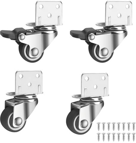 Ruedas Para Muebles Pesados 32 mm, Ruedas Giratorias Pequeñas, Ruedas Silenciosas Sin Marcas En El Suelo Para Muebles, Ruedas Recubiertas De Goma Para Carros, Capacidad de Carga 60 Kg, Set de 4