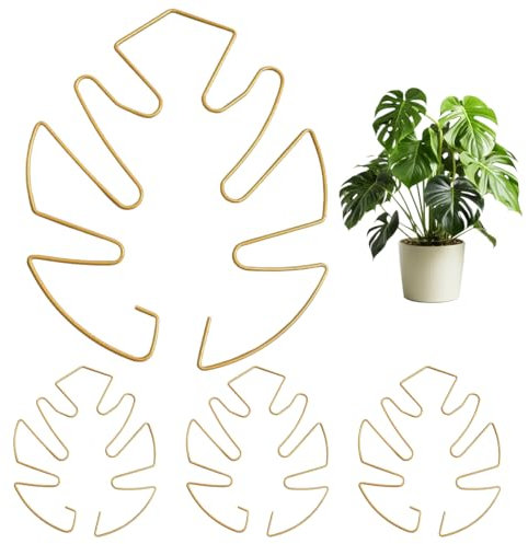Lot de 4 Support pour Plantes en Forme de Monstera,Support de Tige Plantes en Métal,Tuteur Plante Interieur,Supports Tiges Plantes en Forme de Feuille Monstera pour Maintenir La Croissance des Plantes