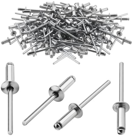 TXXATX 4x10 mm Remaches Aluminio 120 Piezas Remaches Flor Plateada Remaches Ciegos Cabeza Domo para Metal Madera Plástico Muebles Automóviles Marinos Conexión y Fijación