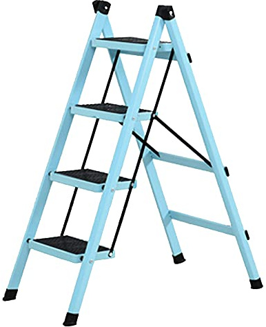 Escabeau télescopique pliable à 4 marches en métal robuste avec large pédale pour un usage domestique Design compact pour un rangement facile et une sécurité maximale
