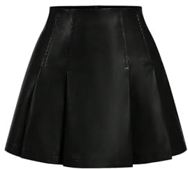 SOLY HUX Dam PU läderkjol elegant kjol konstläder minikjol veckad kjol Y2K festkjol hög midja danskjol festival outfit klubbkläder, svart, S