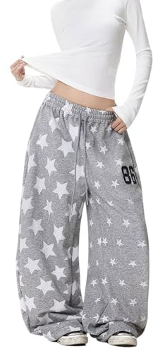 Skateboard Frog Pantalon Jogger Femme Y2K Baggy Hip Hop Rétro Américain | Pantalon baggy femme streetwear danse large gris noir rose violet bleu vintage côté rayures cordon élastique survêtement
