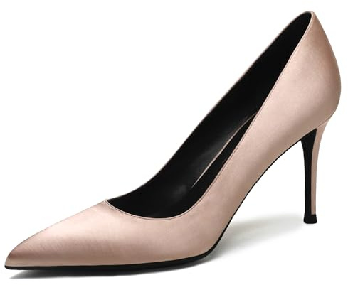 Damskor satinpumps spetssko pianoklack 8 cm gummisula slip-skor business kontor brud gästskor kvällsfest bröllop flerfärgad