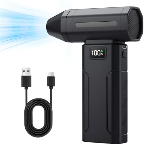 Air Duster 100000rpm 5-Gear Adjustable Compressed Air Cleaner for PC Rechargeable Cordless Dust Blower with Assist Lighting for Keyboard Electronics Car Home and Outdoor
