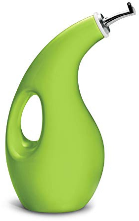 Rachael Ray Solid Glaze Ceramics EVOO Olive Oil Bottle Dispenser with Spout - 24 Ounce, Green