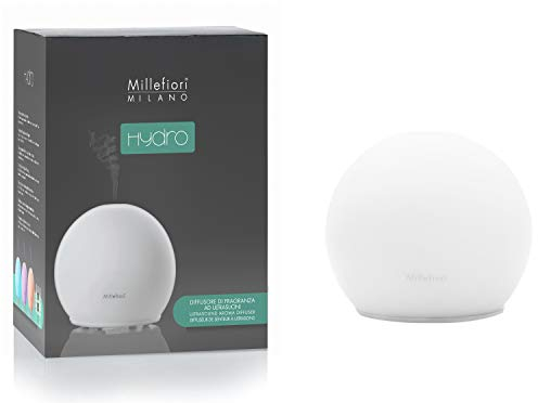 Millefiori 1DUG Hydro - Difusor de Fragancia para Ambiente por ultrasonidos, Esfera de Cristal, Blanco