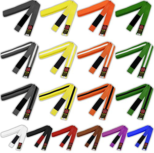MAR | Grey Martial Arts Belt, Brazilian Jiu-Jitsu Ranking Belt - 100% Polycotton | Professional Equipment for All | Coloured Grading Jujitsu Belts Ideal for Training, Competition & Tournament (A4)