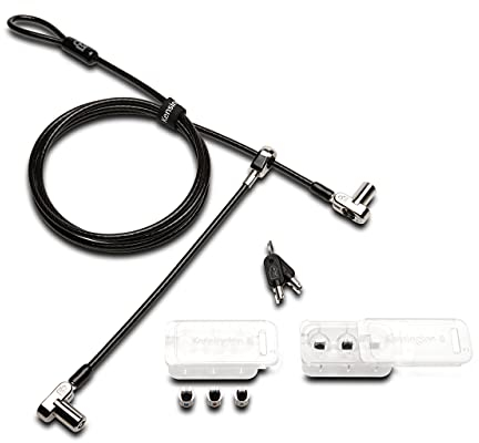 Kensington Universelles 3-in-1 Kabelschloss mit zwei Schließköpfen, Für verschiedene Sicherheits-Slots geeignet, Sicherheitskabel mit Schloss für Laptops, Monitore und Zubehör (K63380WW)