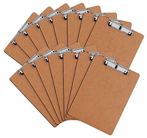 Clipboard, HERKKA 15 Pack Hardboard Office Clipboards Standard A4 Letter Size Clipboard with Low Profile Clip, Size 12.5 x 9 Inch