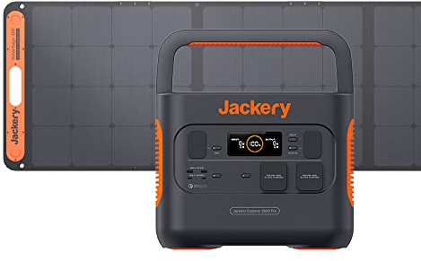 Jackery Solargenerator 2000 PRO, 2160Wh Powerstation mit SolarSaga 200, 2 * 230V/2200W AC-Steckdosen, schnelle Ladung, mobile Stromversorgung für Reise Camping Wohnmobil und als Notstromaggregat