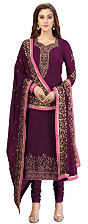 TRENDMALLS Abito etnico indiano pakistano Salwar da donna con ricamo georgette, Viola, Small