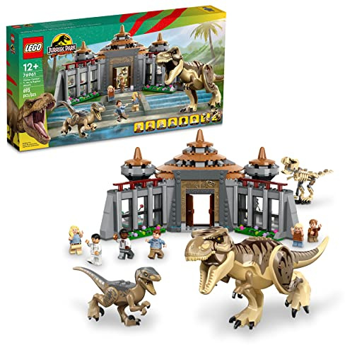 Lego Jurassic Park Visitor Center T. rex & Raptor Attack 76961 Dinosaurier-Spielzeug zum Zusammenbauen, Geschenk für Teenager und Kinder ab 12 Jahren, inklusive Einer Dino-Skelettfigur, 6 Minifiguren
