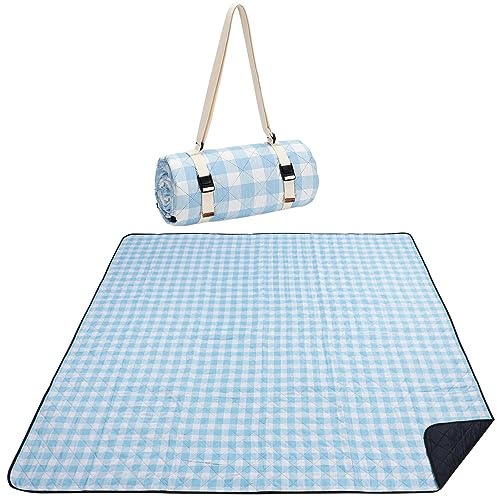WILLOW WEAVE Stor picknickfilt vattentät, utomhusfilt – blå
