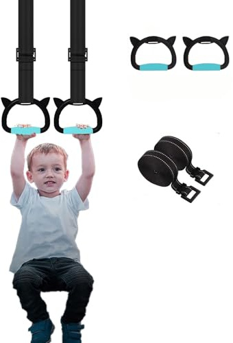 FREHOMEE Anneaux de gymnastique bleus de 2 m, pour adultes et enfants, supporte 163,3 kg, équipement de fitness à domicile pour enfants, barre de traction d'intérieur pour les étirements et