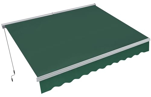 MCombo Patio Awning 10x8 Feet Sunshade Canopy with Half-Cassette for Manual Retractable Awnings, 4679 (Dark Green)