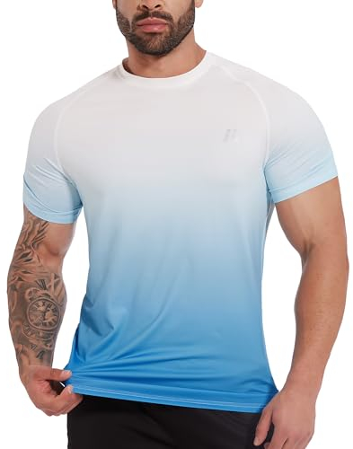 MEETWEE Rashguard Herren, Sportshirt Kurzarm UV Schutz Shirt UPF 50+ Funktionsshirt Atmungsaktiv Rash Vest für Outdoor Running Sports