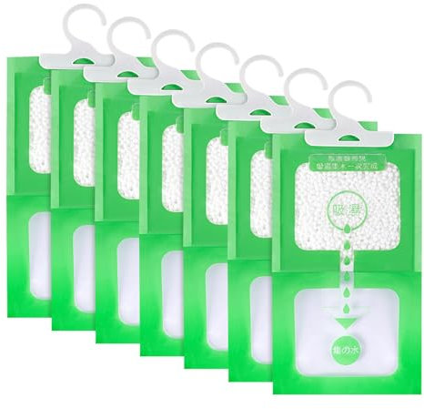Wardrobe Dehumidifier Hanging Bags, 700g Set of 7 Hanging Wardrobe Dehumidifier Bags with Moisture Trap Crystals for Wardrobes Closets Home Kitchen Garage Bedroom Car, Stop Damp Condensation