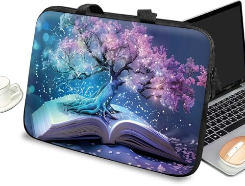 Custodia universale per computer portatile da 10 pollici, con manico e cerniera, borsa messenger per tablet da 7-10 pollici, per iPad/Notebook/eBook/lettori, libro Cherry Tree