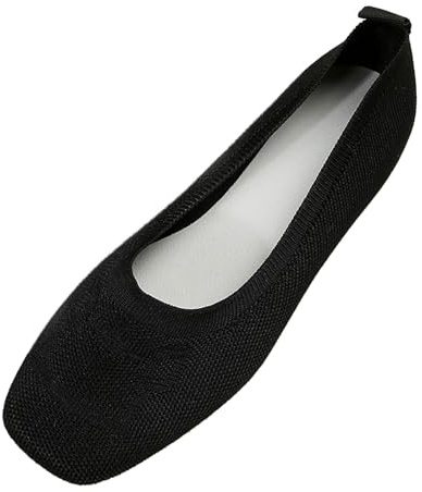 Ballerinas Women's Sandals Summer Shoes Orthorinas Shoes Comfortable Slip On Non-Slip Flat Knit Trainers Summer Elegant Breathable Round Toe Sporty Flat Dance Shoes Women, Black (black B), 8.5 UK