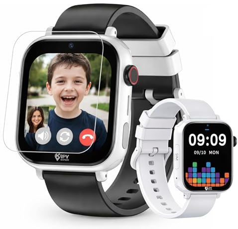Kipywatch Smart Watch for Kids - Kids Watch with GPS Tracker, Safe Zones Alert – Camera, Voice & Video Call, School Mode – Parental App, Subscription Required - Extra White Strap - Gifts for Boys 3-12