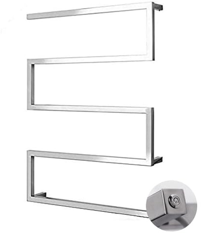 Scaldasalviette Elettrico Bagno da Parete con Termostato, Portasciugamani Elettrico Riscaldato, Scalda Asciugamani con Timer E Temperatura Regolabile, 600x800mm (Argento, Pulsante)