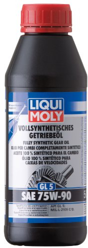 LIQUI MOLY Vollsynthetisches Getriebeöl (GL5) SAE 75W-90 | 500 ml | Getriebeöl | Hydrauliköl | Art.-Nr.: 1413, farblos
