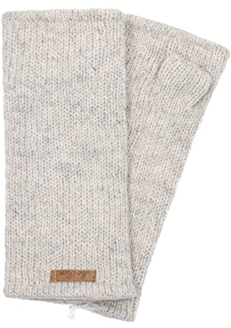 McRon Damen Gestrickte Pulswärmer Reka Naturhellgrau 94