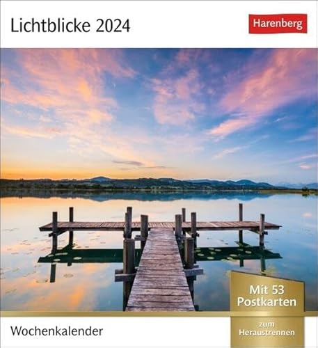 Lichtblicke Postkartenkalender. Kalender zum Aufstellen oder Aufhängen. Postkarten-Tischkalender 2024 mit stimmungsvollen Motiven und Naturaufnahmen: Wochenkalender mit 53 Postkarten