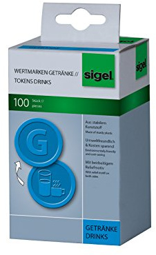 SIGEL WM007 Contromarche Bevande di plastica, motivo a rilievo sul davanti e lettera G sul retro, 25 mm, azzurro, 100 pz