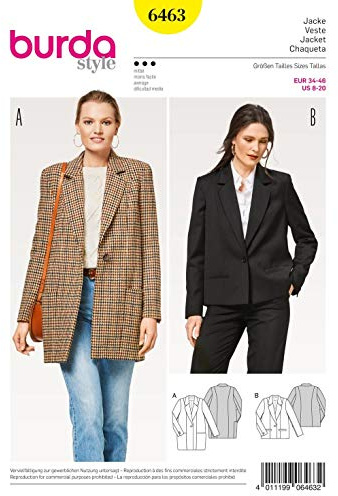 burda Schnittmuster Damen Jacke und Mantel 6463 Gr. 34-46