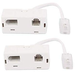 Uvital RJ45 to BT&RJ11 Secondary Splitter Telephone Adapter Converter Connector Cable, RJ45 Male to UK BT&RJ11 2 Female Socket Cord Separator for Ethernet RJ45 Secondary Phone Line (2 Pack)
