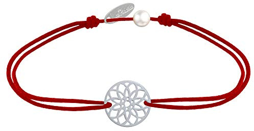 LES POULETTES BIJOUX – armbandslänk 925 silvermedalj mandala livets frö, 15 cm, Textil