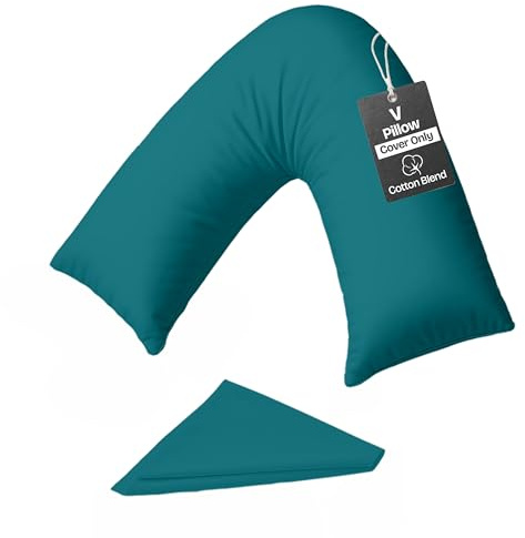 Rohi Teal V Shaped Pillowcase – Soft & Breathable V Pillow Cover – Hypoallergenic Triangle Pillow Case – Envelope Closure – Back Support Orthopaedic Nursing V Pillowcase Covers Only (Teal)