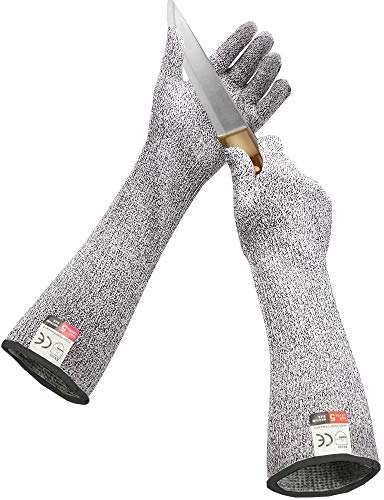 GRSTREE Schnittschutzhandschuhe mit langen Ärmeln, Gartenhandschuhe Damen, Hochleistungsstufe 5 Anti-Schnittärmel, Lebensmittelechte Qualität,EN388-zertifiziert Arbeitshandschuhe Herren Größe L