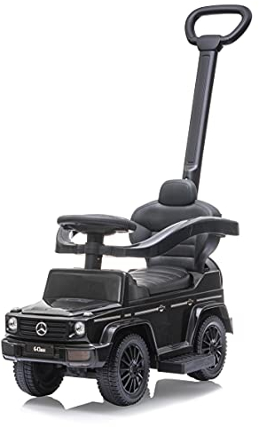 Rutscher Mercedes-Benz G 350 d 3in1 – ab 12 Monate, Sitzhöhe 260 mm, Kippschutz, Schutzbügel, Schub-und Haltestange mit Lenkfunktion abnehmbar, Schwarz