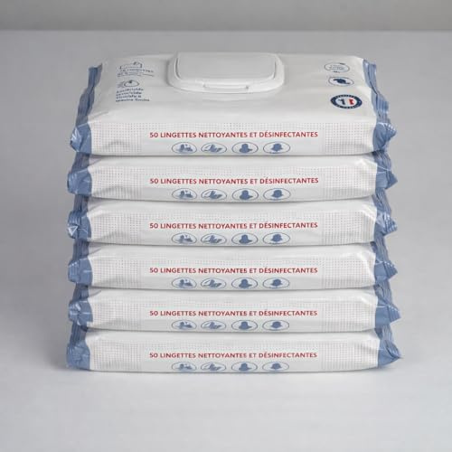 KALISEPT - Lingette Désinfectante Surfaces et Objets - 6X50 Lingettes Epaisses, Grand format, Résistantes