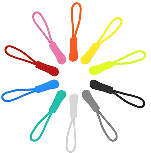 Zasvec Reißverschlußanhänger 100 Stück - 10 Farben - Kunststoff & Nylon - Zipper Pulls für Rucksack, Sportswear & mehr