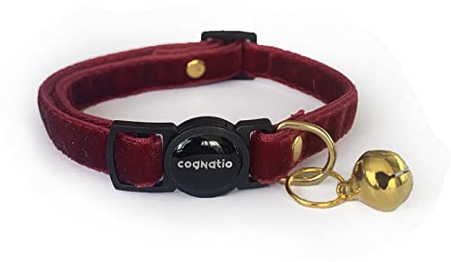 Cognatio Safety Quick Release Cat Collars,Double Velvet with Bell Available in a Range Colors,Perfect for Your Kitty 20-30 cm