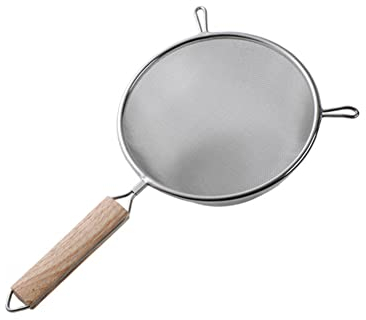 Setaccio in Acciaio Inox Setaccio da Cucina Scolapasta Setaccio Domestico con Manico in Legno Rosso Setaccio Fine Premium Fine Setaccio A Punta per Filtrare La Farina Setacciare.