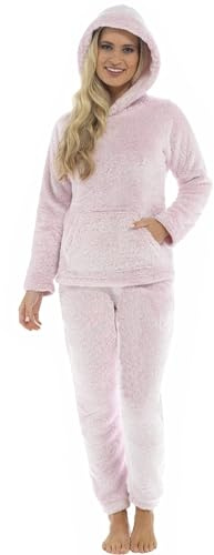 KATE MORGAN Womens Pyjamas Warm Fleece Pyjamas for Women Sets Pjs with Pockets S-XL | Soft Twosie Pyjama Set for Ladies Gifts for Her L Pink Snuggle