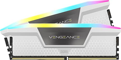 CORSAIR VENGEANCE RGB DDR5 RAM 64GB (2x32GB) Fino a 5200MHz CL40 Intel XMP Compatibile iCUE Memoria per Computer - Bianco (CMH64GX5M2B5200C40W)