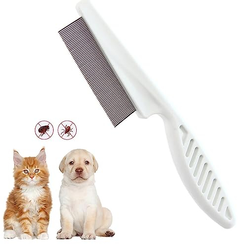 Redreo Flohkamm für Hunde & Katzen, Profi Läusekamm zum Entfernen Flöhe, Hundekämme mit abgerundeten Metall Zinken zur Sanften Pflege