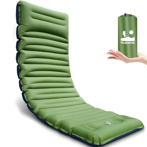 VALEHOWL 10cm d'Épaisseur Matelas de Camping Gonflable, R4,0 pour 4 Saisons | sangles internes pour soutien stable, pompe intégrée, 60s gonflage, résistant-déchirures étanche pour l'extérieur randonnée