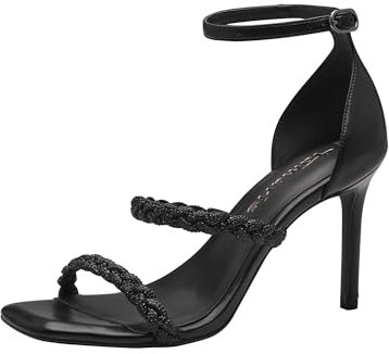 Tamaris Damen Sandalen mit Absatz Vegan Stilettoabsatz Sommer; BLACK/schwarz; 40